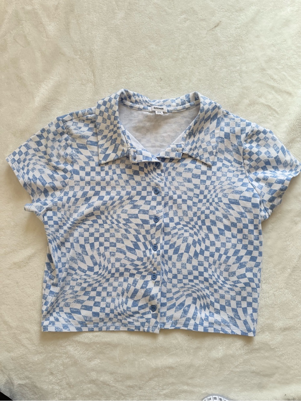 Garage Checkered Button-Up Crop Top - Picture 6 of 7